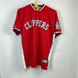 Vtg Majestic San Diego Clippers Button Front Jersey Hardwood Classics NBA Sz 2XL